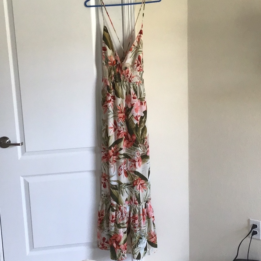 Pink and Green Sleeveless Maxi dress